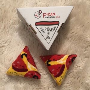 Pizza socks in a pizza slice box